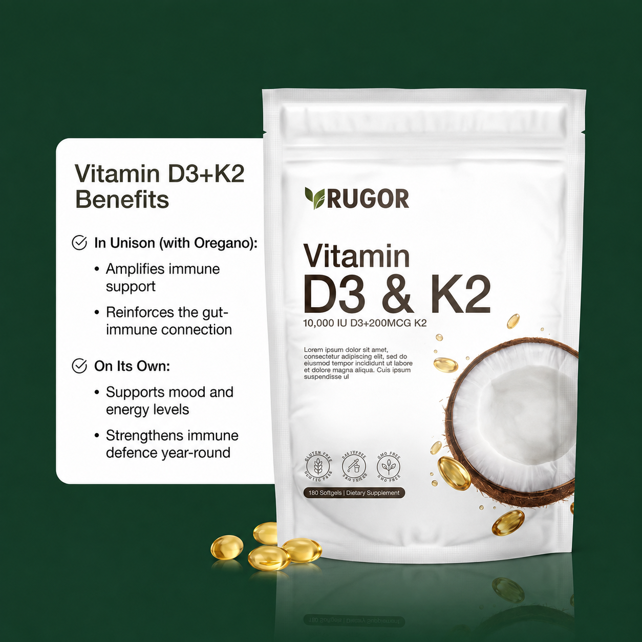 Vitamin D3 + K2 Softgels